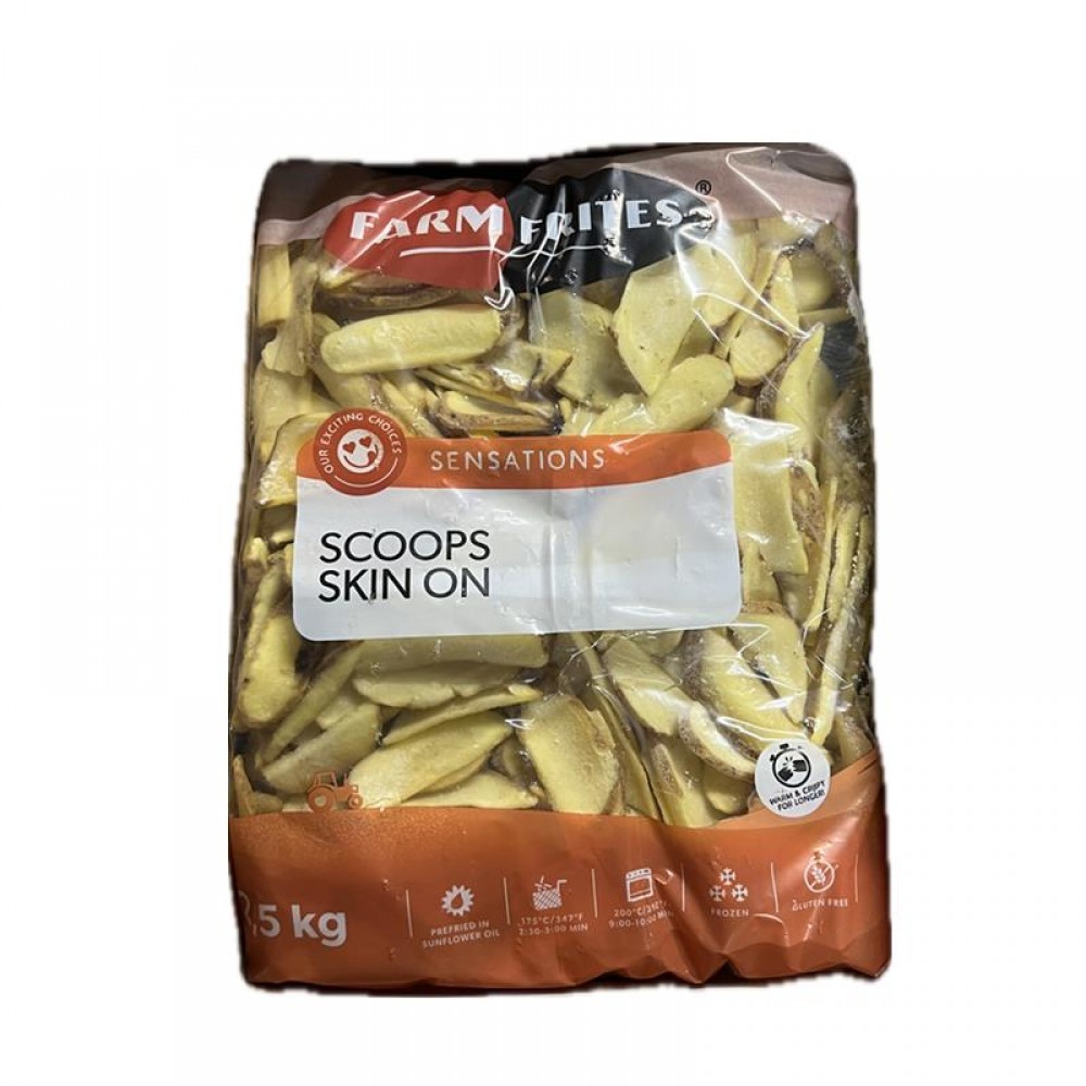ΠΑΤΑΤΑ SCOOPS SKIN ON 2,5 ΚΙΛ. ΚΤΨ FARM FRITES ΒΕΛΓΙΟΥ
