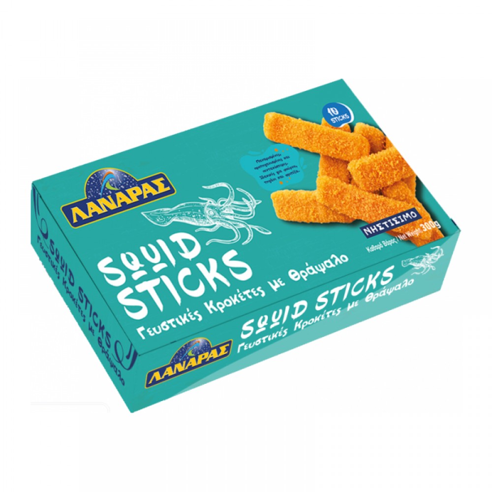 SQUID STICKS ΚΡΟΚΕΤΑ ΘΡΑΨΑΛΟΥ 10x300γρ. ΚΤΨ ΛΑΝΑΡΑΣ