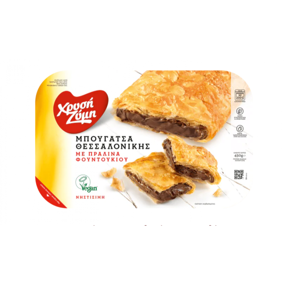 ΜΠΟΥΓΑΤΣΑ ΘΕΣ/ΝΙΚΗΣ ΜΕ ΠΡΑΛΙΝΑ 12x450γρ. ΚΤΨ Χ/Ζ ΜΠΟΥΓΑΤΣΑ ΘΕΣ/ΝΙΚΗΣ ΜΕ ΠΡΑΛΙΝΑ 12x450γρ. ΚΤΨ Χ/Ζ