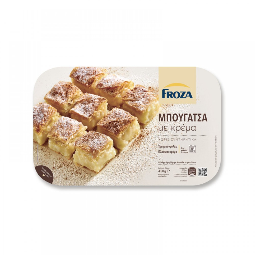 ΜΠΟΥΓΑΤΣΑ ΜΕ ΚΡΕΜΑ 12x450γρ. ΚΤΨ FROZA ΜΠΟΥΓΑΤΣΑ ΜΕ ΚΡΕΜΑ 12x450γρ. ΚΤΨ FROZA